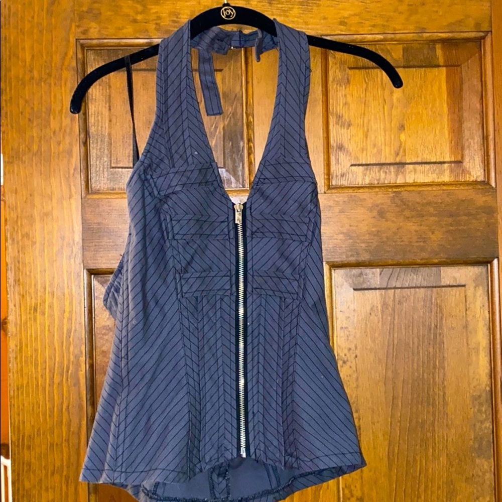 Versatile dark grey zip up vest top